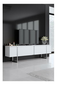 TV stolek/skříňka Luna (bílá + stříbrná)