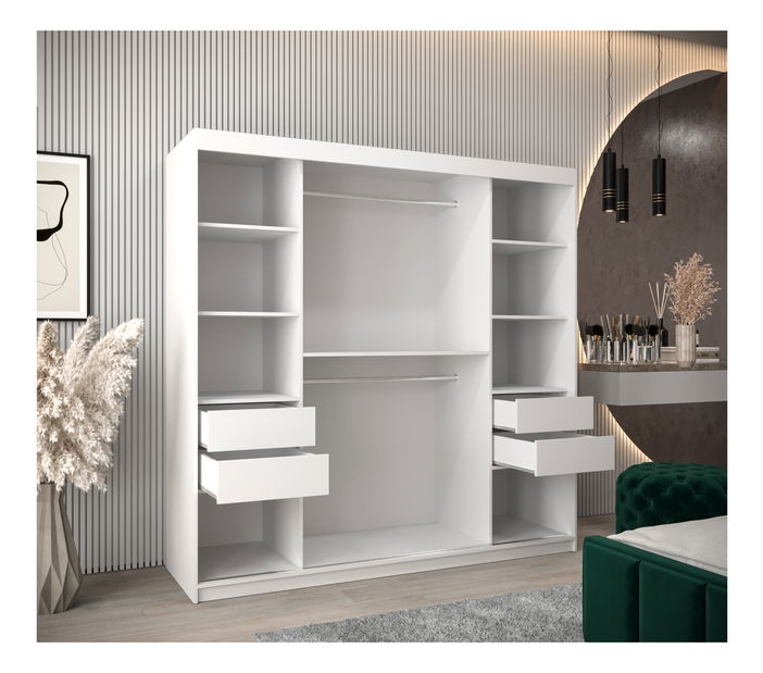 Šatní skříň 200 cm Toki 1 (Bílá matná + Bílá matná)