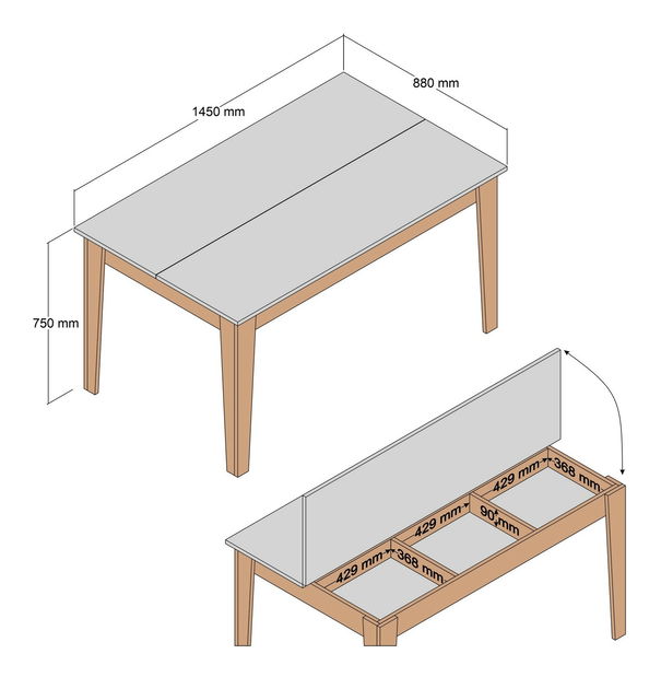 Jídelní stůl (pro 6 osob) Millano (Ořech + Černá)