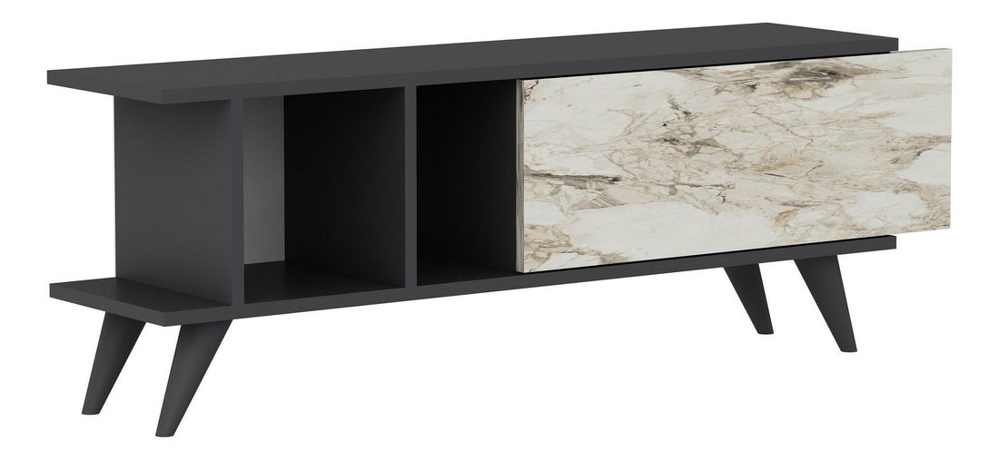 TV stolek/skříňka Tavuki (antracit + mramor)