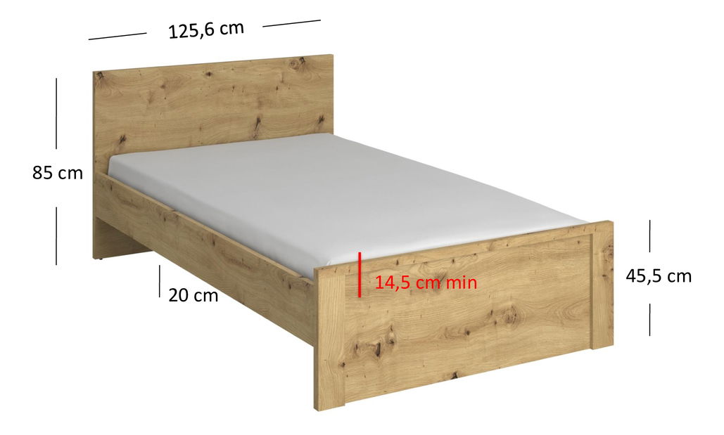 Manželská postel 120 cm Andra (dub artisan) (bez roštu a matrace)