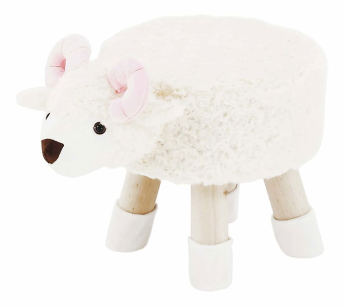 Taburet ve tvaru ovečky Banzai (bílá + růžová + přírodní)