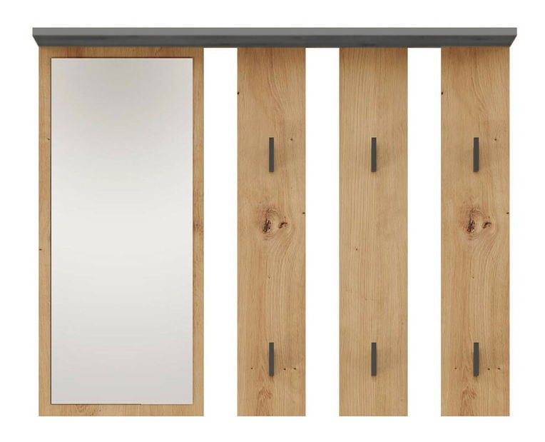Věšákový panel Puntuable 1 (antracit + dub artisan) (se zrcadlem)