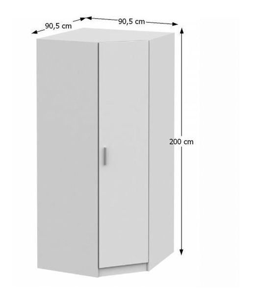 Rohová šatní skříň Izetta Typ 3 (bílá