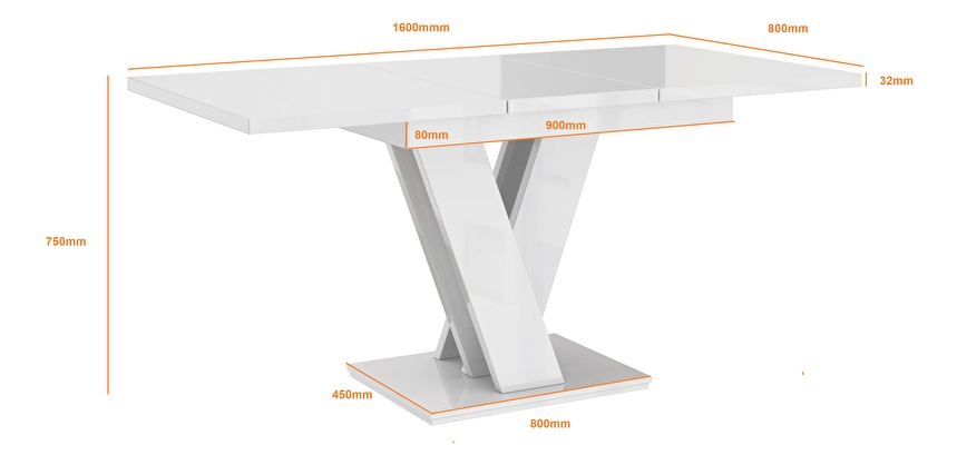 Jídelní stůl Mabea (lesk černý) (pro 4 až 6 osob)