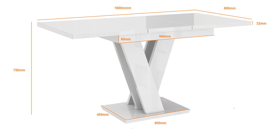Jídelní stůl Mabea (lesk bílý + lesk černý) (pro 4 až 6 osob)