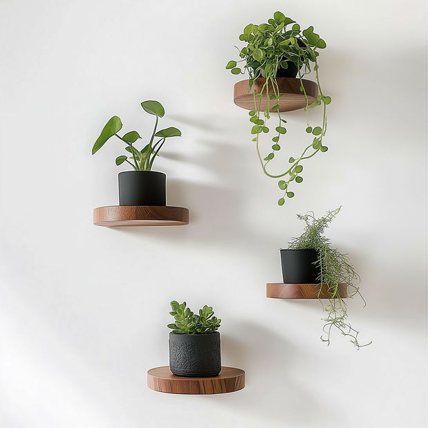 Závěsné police (4 ks.) Rafanda (přírodní)