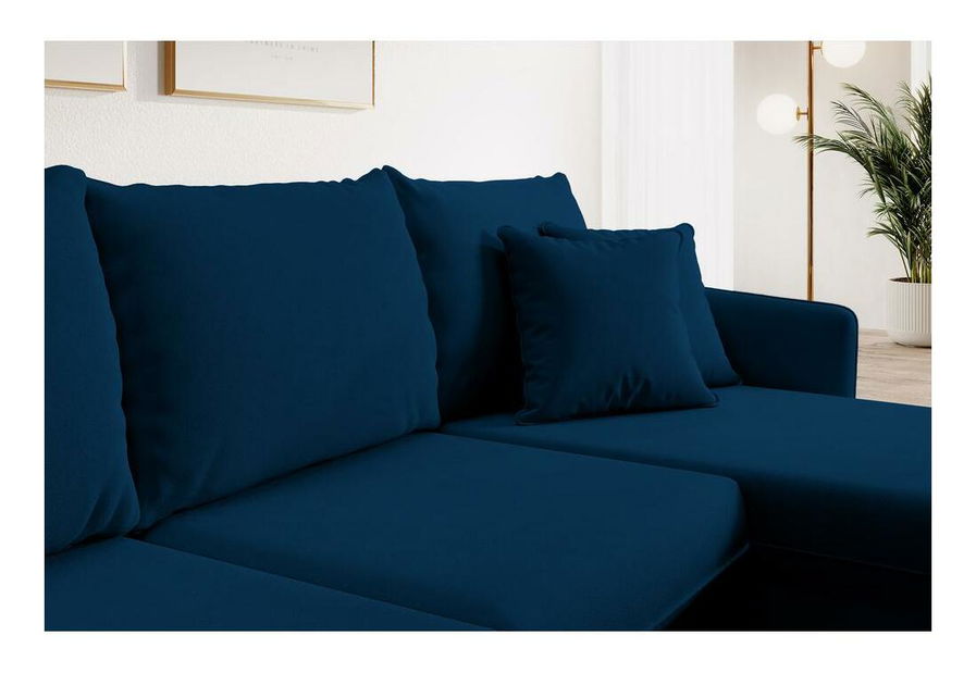 Rohová sedací souprava Vivaldio L (modrá + zlatá)