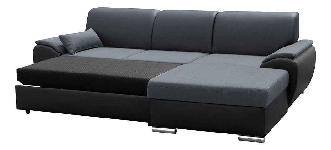 Rohová sedačka Excelsa 2 (P) (černá ekokůže + tmavě-šedá látka)