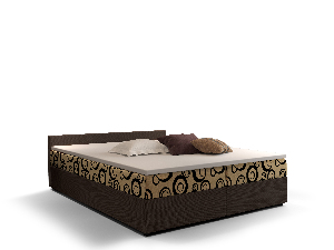 Manželská postel Boxspring 140 cm Ceren (vzor + tmavě hnědá) (s matrací a úložným prostorem)