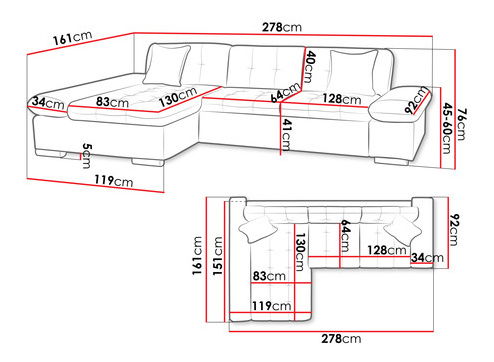 Rohová sedací souprava Makalu (krémová)
