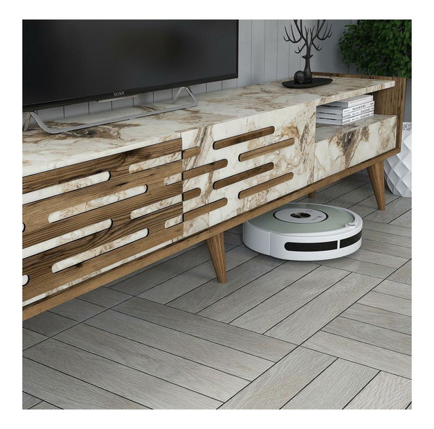 Obývací stěna Tonase (ořech + bílá + mramor)