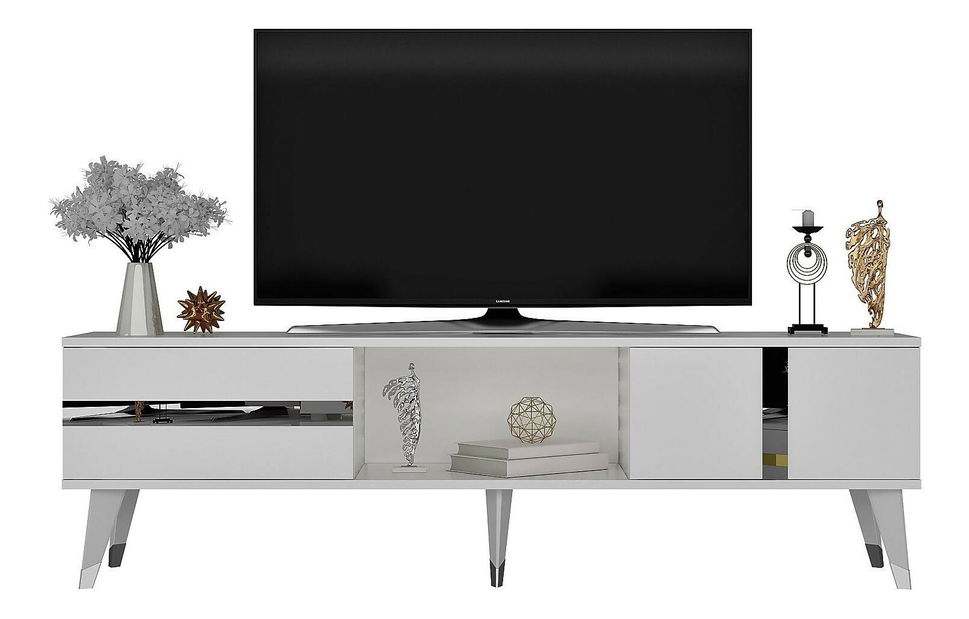 TV stolek/skříňka Vekika 2 (bílá + stříbrná)