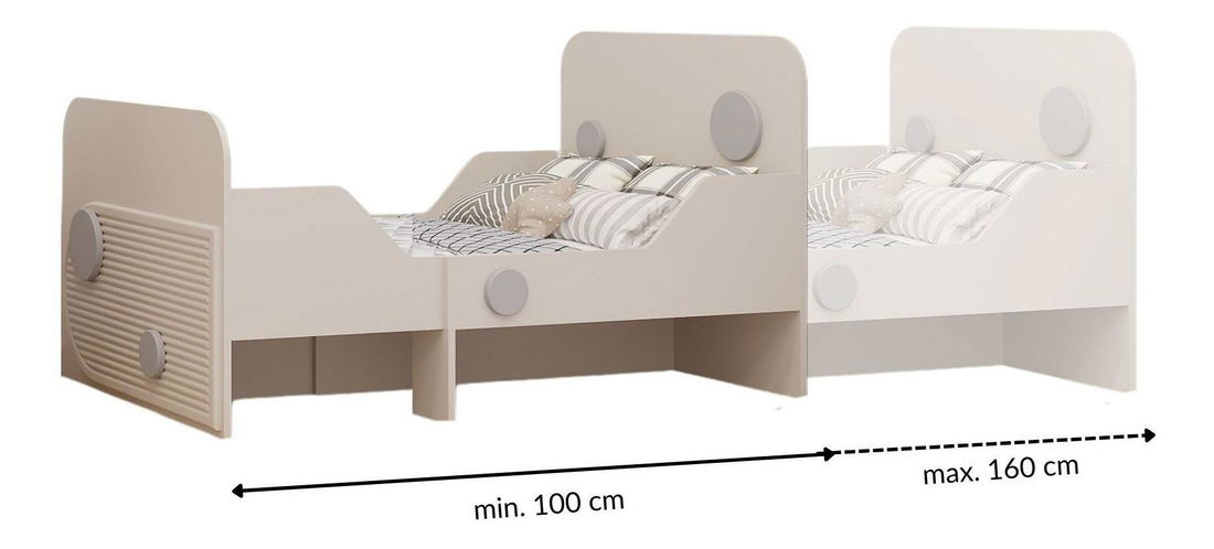 Dětská rozkládací postel 80 cm Perdidos (kašmír) (s roštem)