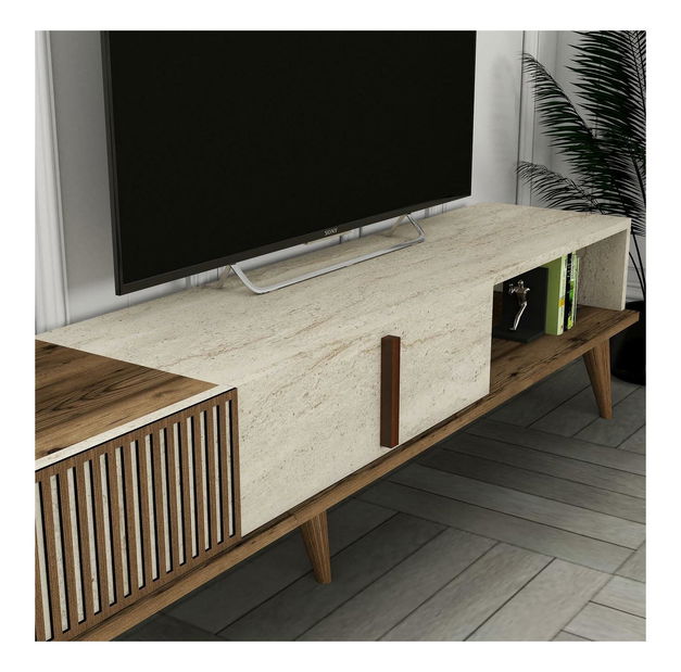 TV stolek/skříňka Millano 1 (ořech + travertin)
