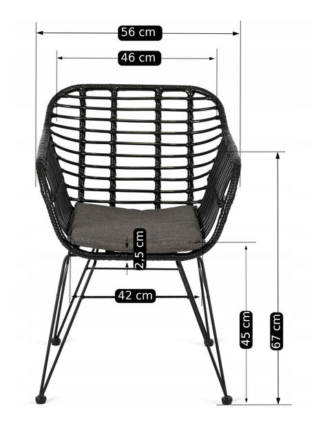 Zahradní set Fuentes (černá) (pro 4 osoby)