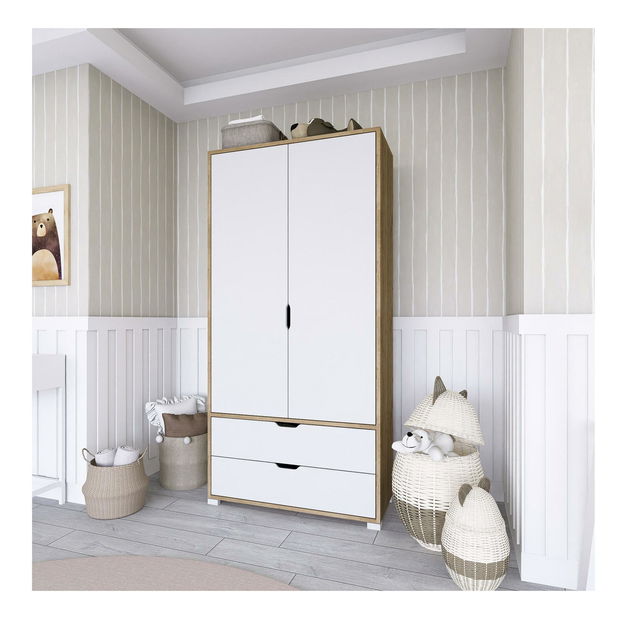 Šatní skříň Centin 90 (ořech světlý + bílá)