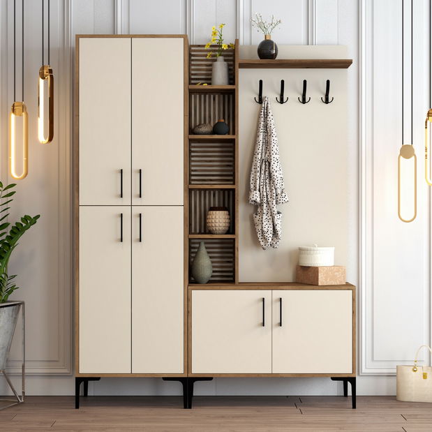 Předsíňová stěna Valery 5 (Ořech + Krémová)