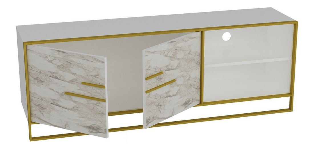 TV stolek/skříňka Poppy (Zlatá + Bílá)