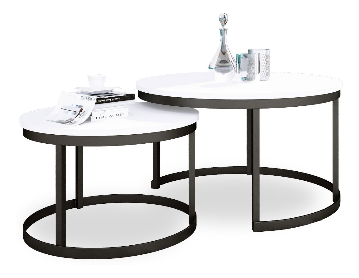 Set 2 ks. konferenčních stolků Otir (černá + bílá)