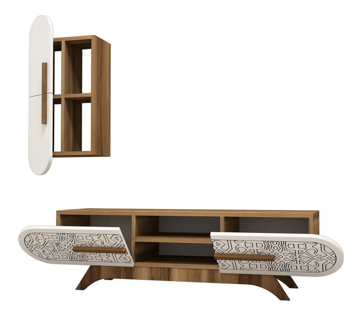 Obývací stěna Dolphie 1 (Ořech + Bílá)