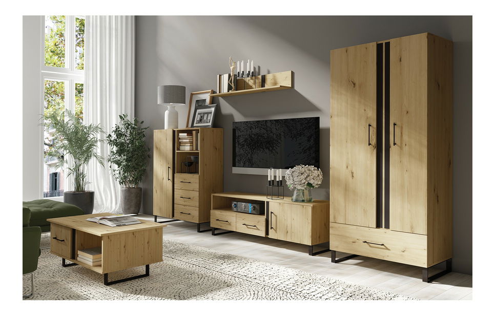 TV stolek/skříňka Filippa F6 (dub artisan + černá) *výprodej