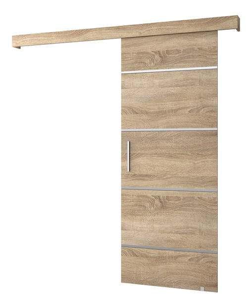 Posuvné dveře 90 cm Sharlene IV (dub sonoma + dub sonoma + stříbrná)
