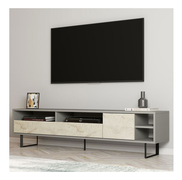 TV stolek/skříňka Lugar (šedý travertin)