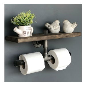 Nástěnný držák na toaletní papír Mapeno 2 (ořech + černá)