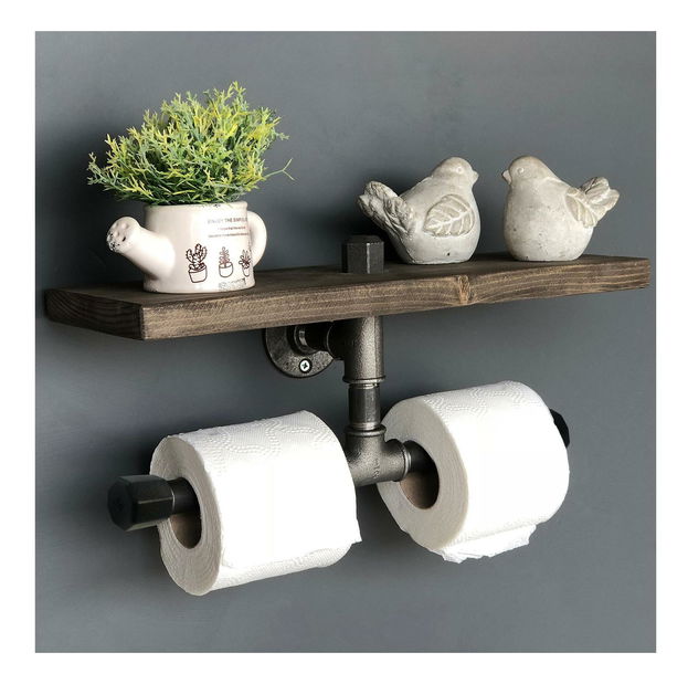 Nástěnný držák na toaletní papír Mapeno 2 (ořech + černá)