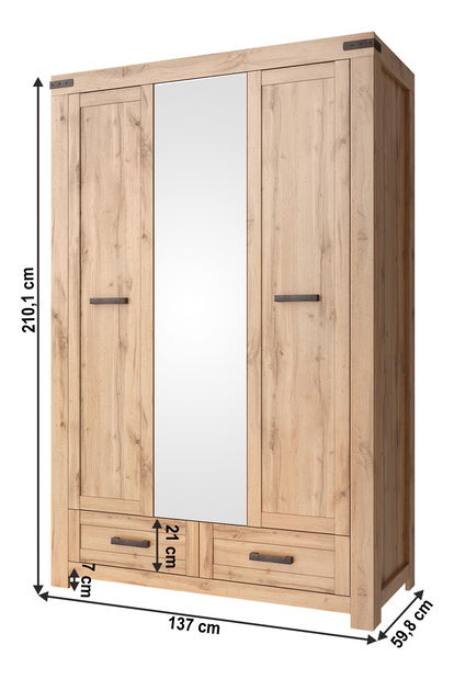Šatní skříň Mateo 3d2s (dub wotan)