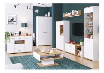 Obývací pokoj Andre 1 (bílá matná + dub kamenný)