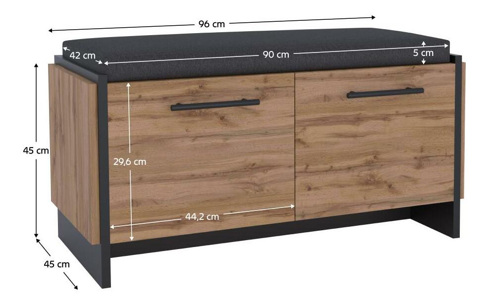 Botník (skříňka na boty) Actualmente (dub wotan + černá)