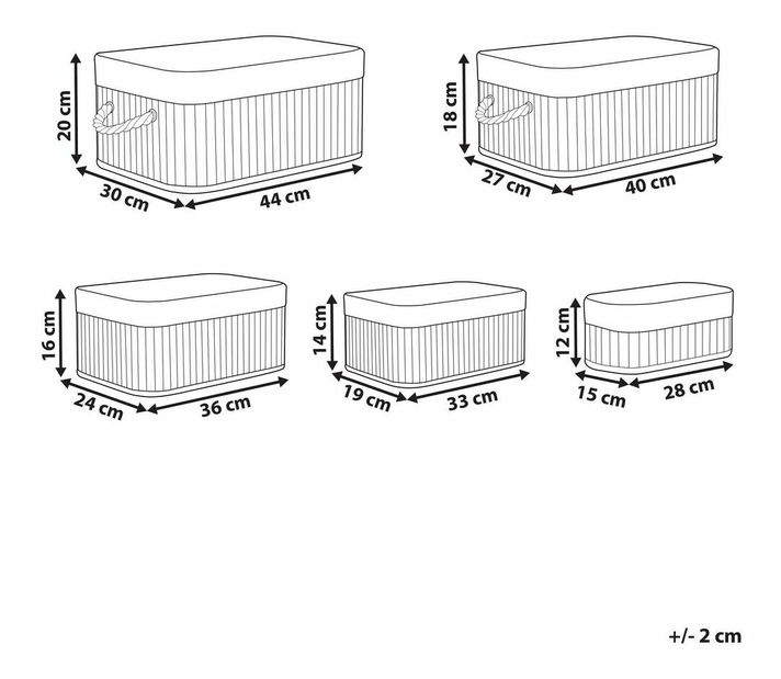 Set 5 ks košíků Taygeta (světlé dřevo)