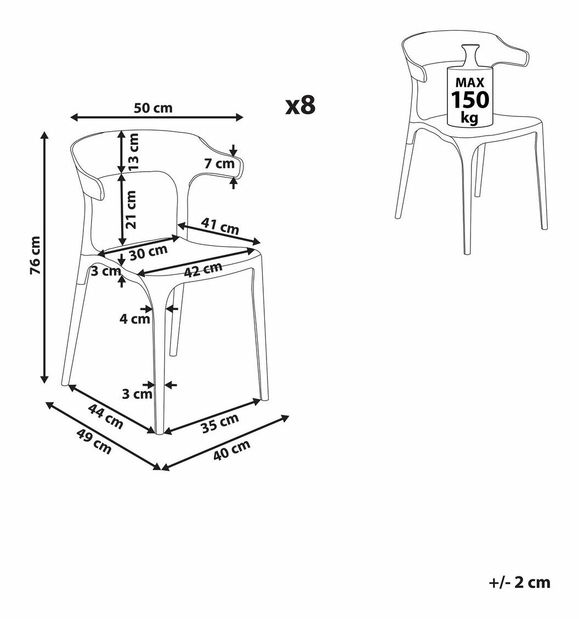 Set 8 ks jídelních židlí Gerry (bílá)