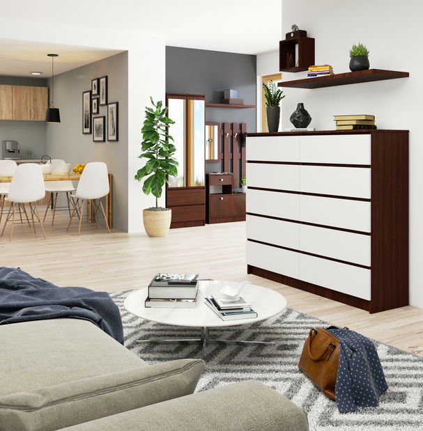 Komoda Keanu V (wenge + bílá)