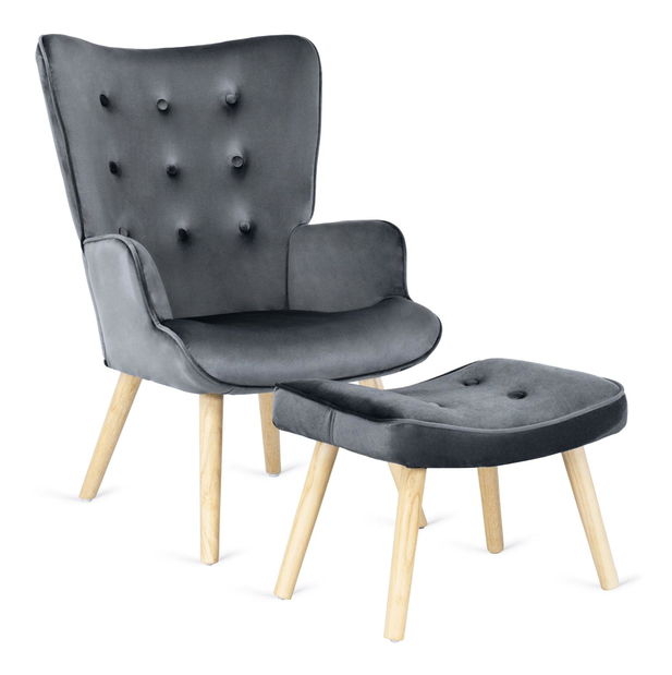 Křeslo s podnožkou Lombardi (šedá)