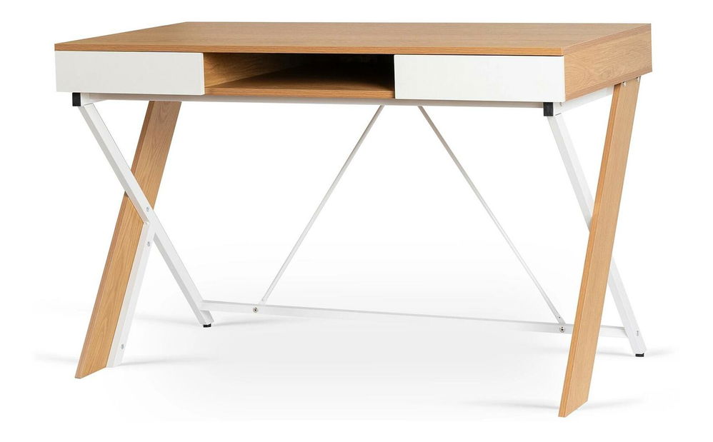 Psací stolek Reaparecio (dub zlatý + bílá)