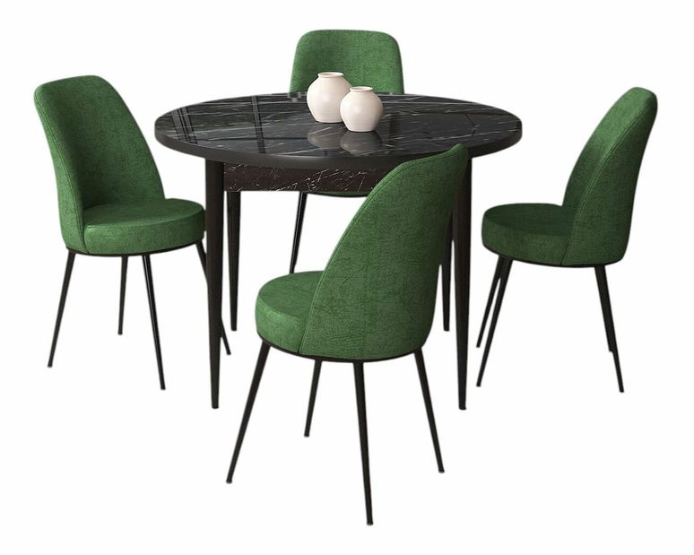 Jídelní set Torra (mramor černý + cihlová) (pro 4 osoby)