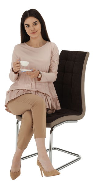 Jídelní židle Santa new (hnědá + béžová + chrom)