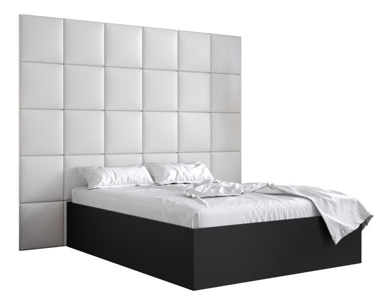 Manželská postel s čalouněným čelem 160 cm Brittany 3 (černá matná + bílá) (s roštem)