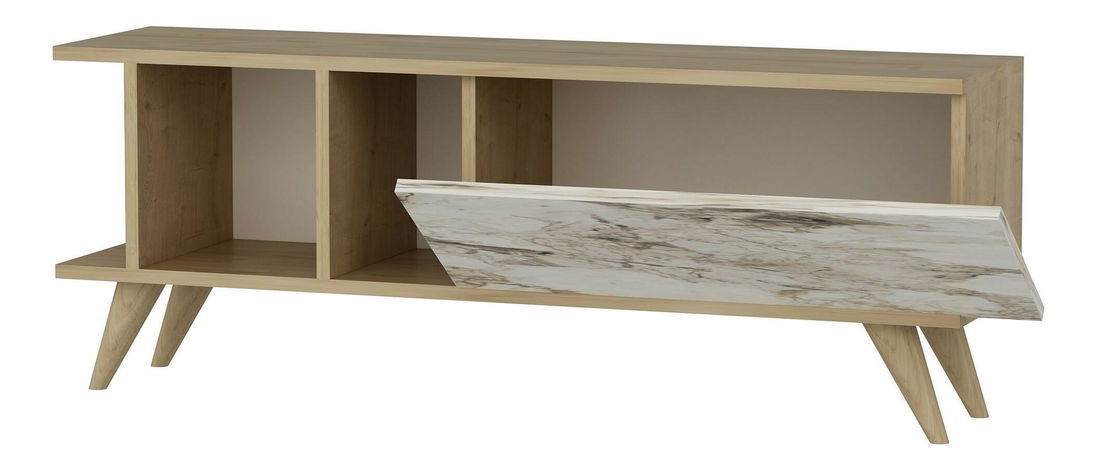 TV stolek/skříňka Tavuki (dub safírový + mramor)