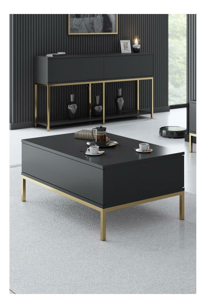 Konferenční stolek Lurde (antracit + zlatá)