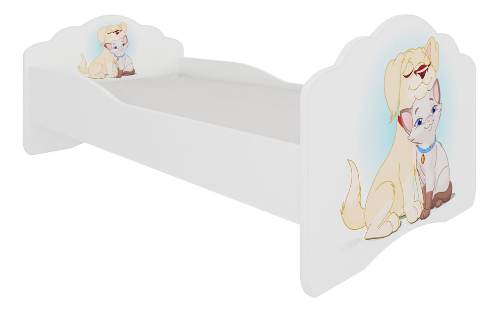 Dětská postel 160x80 cm Cassi (S roštem a matrací) (pes a kočka)