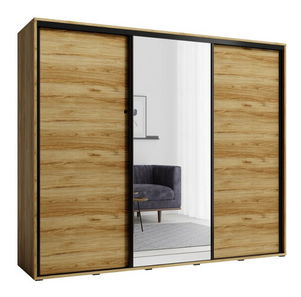 Šatní skříň s posuvnými dveřmi Peldon 255 (dub catania) (se zrcadlem)