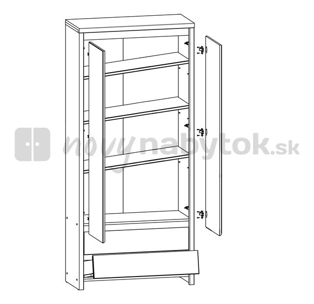 Policová skříň BRW Kaspian REG2D2S (Wenge)