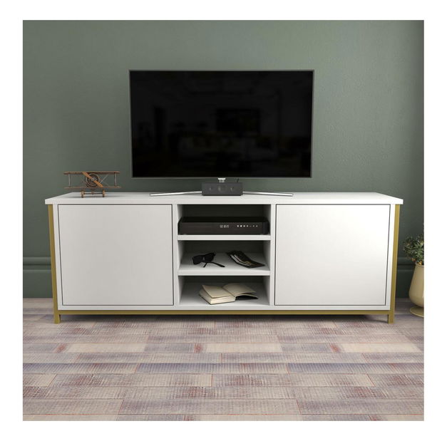 TV stolek Otosello (zlatá + bílá)