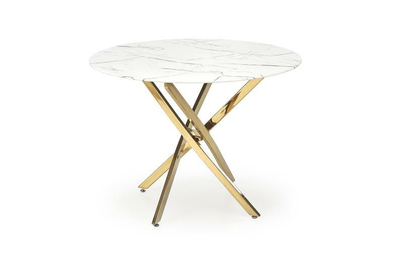 Jídelní stůl Raunds (mramor bílý + zlatá)