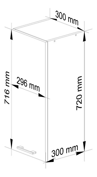 Horní kuchyňská skříňka Ozara W30 H720 (bílá + bílý lesk)