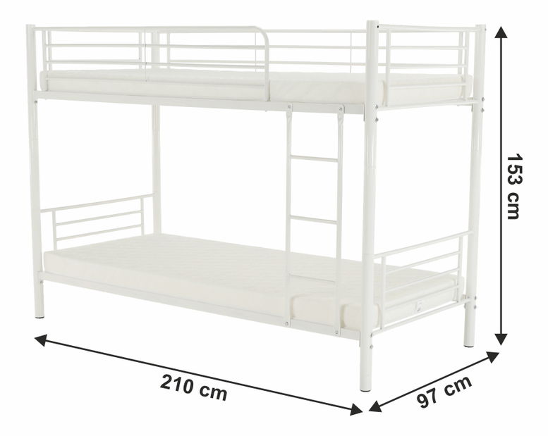 Dětská patrová posteľ 90 cm Kamila (bílá) (s roštem)